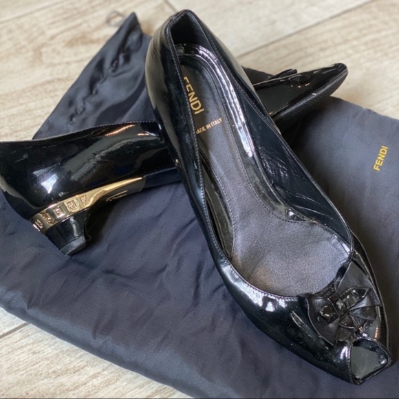 Authentic Fendi Patent Peep Toe Kitten Heels - Picture 2 of 7